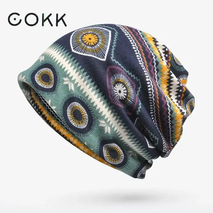 COKK – Bonnet de protection en coton pour femme et homme, style Vintage, élastique et extensible, id
