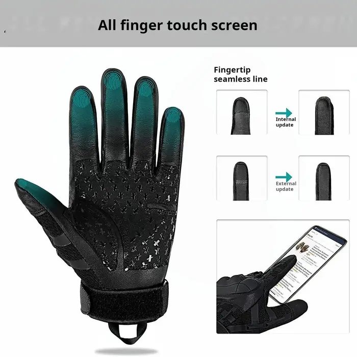 Gants tactiles cinq doigts écran tactile cuir PU anti-dérapage protection chasse tir extérieur