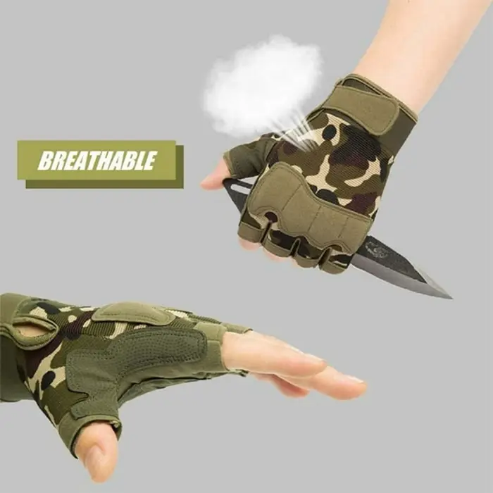 Gants tactiques pleine main cuir coton vert anti-coupure chasse sport entraînement extérieur