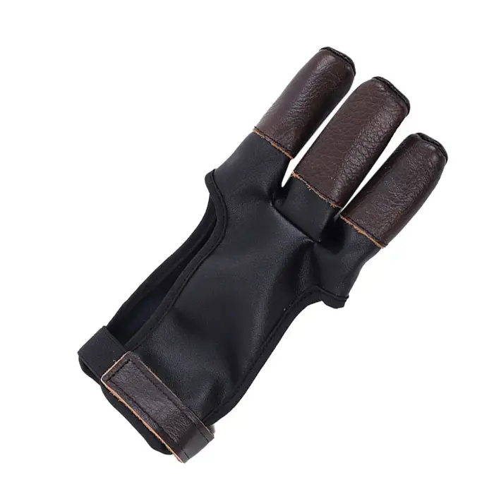 Gant de tir à l'arc trois doigts cuir vachette PU résistant - Protection souple pour chasse et sports outdoor