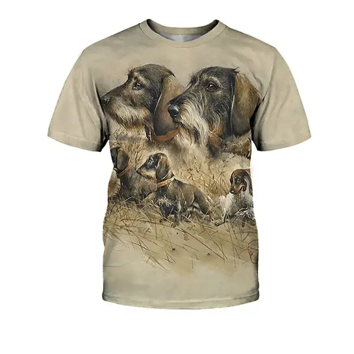 T-shirt imprimé chien de chasse pour hommes et femmes, t-shirts Harajuku Y2k, col rond, manches cour