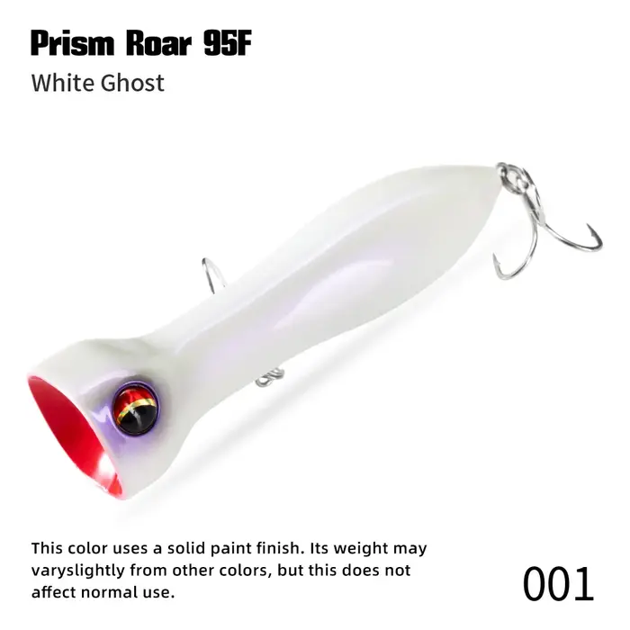 Hunthouse PRISM ROAR 95mm 20g Leurre de pêche flottant Popper Topwater WTD Appât dur BKK 3X Hameçons