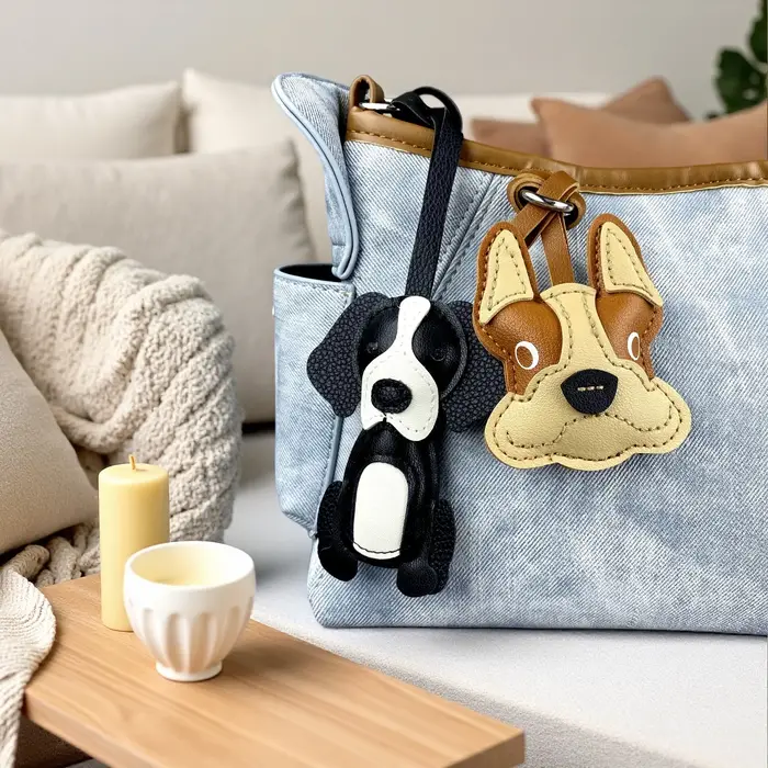 Porte-clés et breloque de sac en cuir PU Bouledogue français et Beagle – Adorable accessoire pour sac à main