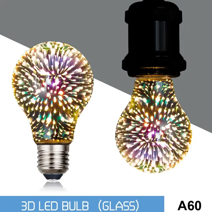 Lampe de feux d'artifice étoile vintage Edison, ampoule LED 3D, veilleuse de vacances, décoration de