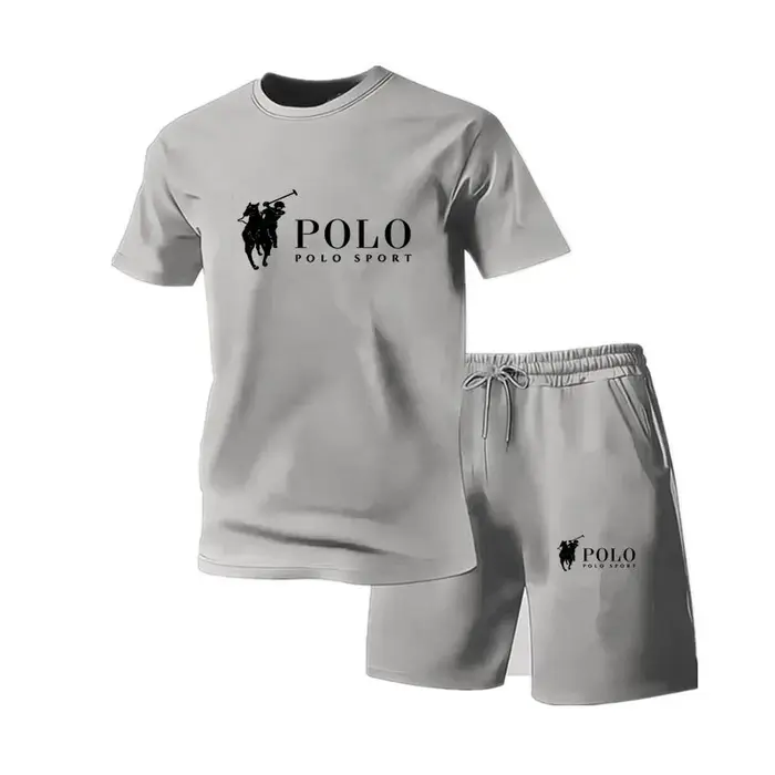 Costume de sport décontracté pour hommes, haut à col rond en maille et pantalon de jogging, costume 