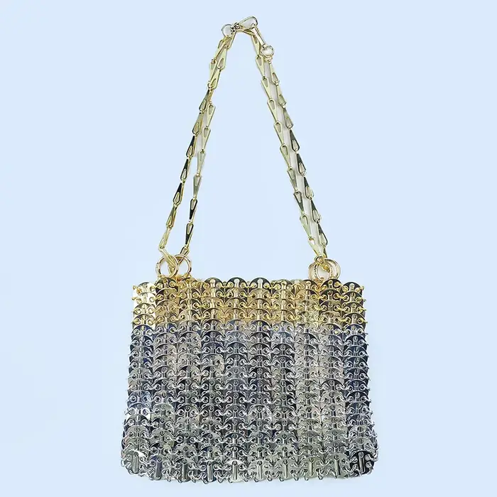 Sac à bandoulière en métal à paillettes pour téléphone portable, grande capacité, fait à la main, te