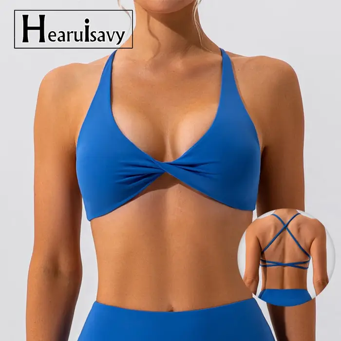 Haut de sport sexy d'été pour femme, soutien-gorge de sport respirant à dos croisé pour la course et