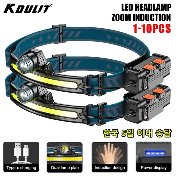Lampe frontale à Induction XPG + COB LED Zoom lampe frontale batterie intégrée USB Rechargeable 6 Mo