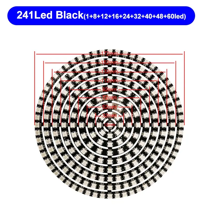 Anneau LED DC5V WS2812B, 8 à 241 Pixels, 5050 RGB, Modules ronds adressables individuellement, avec 
