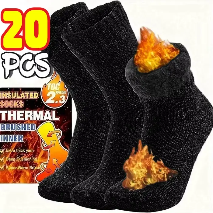 Chaussettes en laine ultra épaisses pour hommes, hiver, doublées polaire et résistantes au froid