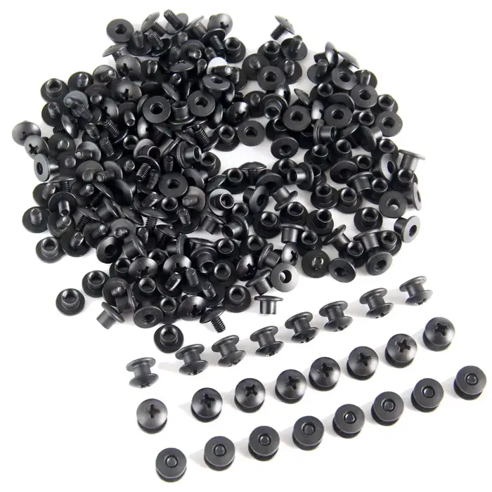 Kit de vis à tête transversale pour vis Chicago, 100 pièces, en acier noir, pour bricolage, gaine de