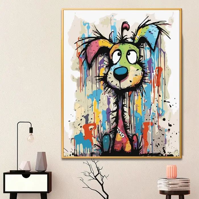 Peinture par numéros chien abstrait pour décoration maison création artistique toile huile chiens arts visuels occasions spéciales