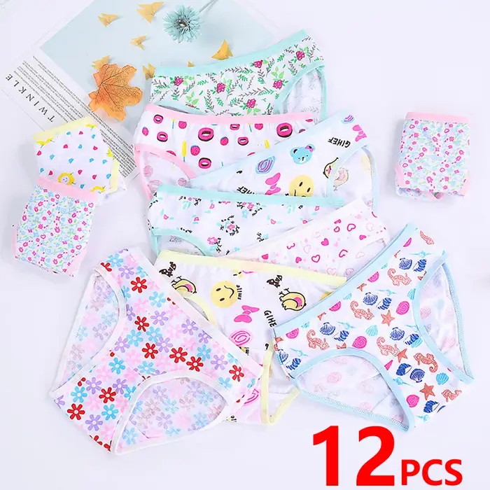 1/3/6/12 pièces 100% coton culottes ensembles filles enfants slips courts sous-vêtements pour enfant