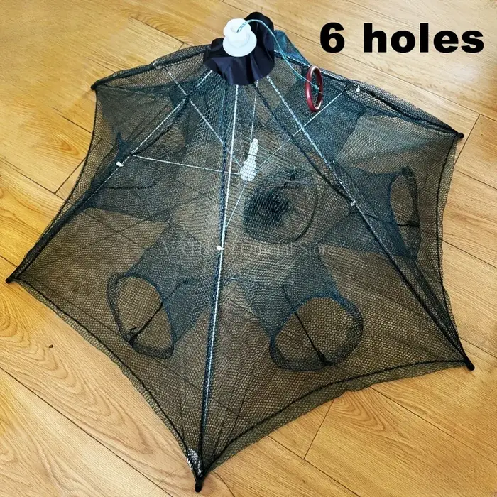 Filet de pêche pliable portable à 4 ou 6 trous, hexagone, réseau de poissons, compte de l'écrevisse,