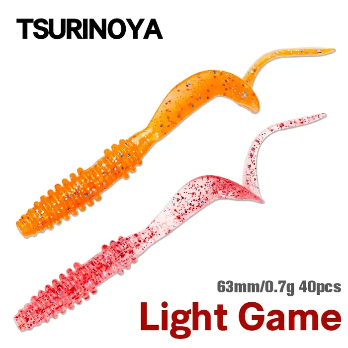 TSURINOYA leurre de pêche Grub 63mm 0.7g 40 pièces jeu léger Ajing appât souple artificiel BOUNDEN b
