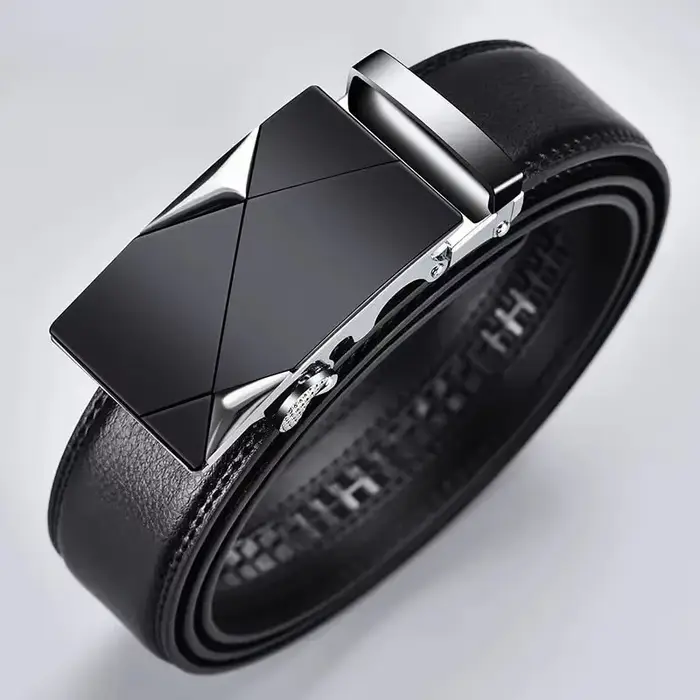 Ceinture en cuir PU pour hommes d'affaires, véritable marque de luxe, structure en métal, haute qual