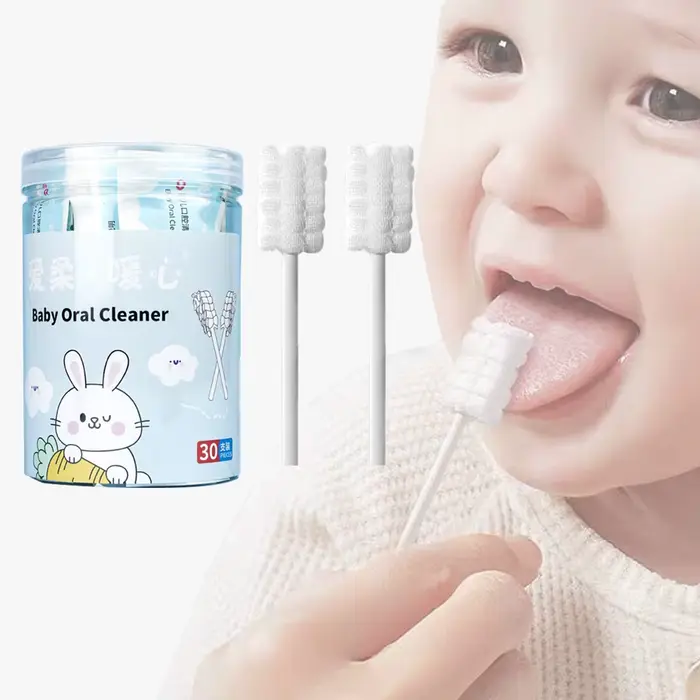 30 pièces bâton de nettoyage de bouche de bébé détergent jetable voile de dent de lait brosse à dent