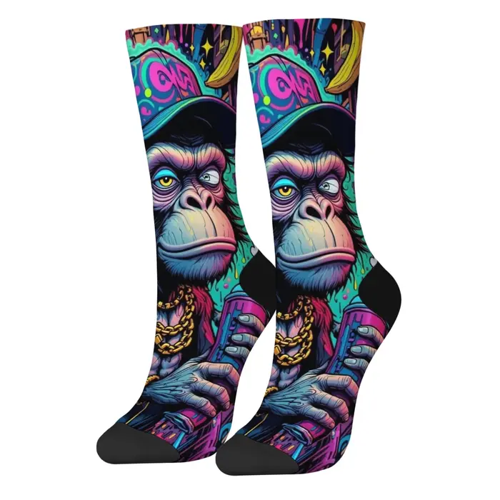 Chaussettes fun singe hip hop pour chasseurs - Style Harajuku original cadeau fête confortable