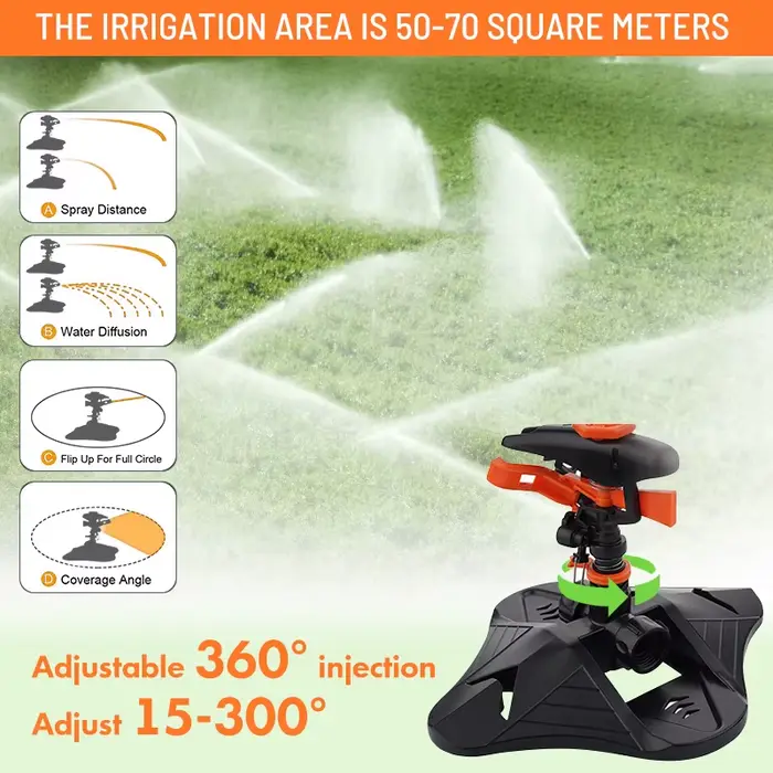 Amélioré 360 °   Arroseurs d'eau d'irrigation de jardin rotatifs automatiques, couverture de grande 