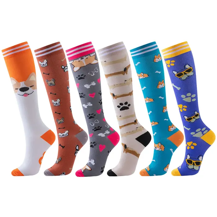 6 paires de chaussettes de compression pour chien infirmière sport animal running femmes