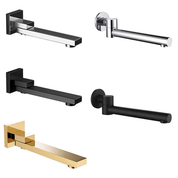 Robinet mural sortie douche laiton chromé carré et rond - Accessoires robinetterie baignoire et douche