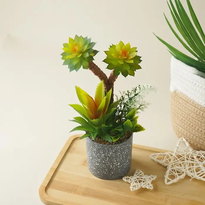 Plantes vertes succulentes artificielles en pot, fausses plantes réalistes, décoration d'intérieur e