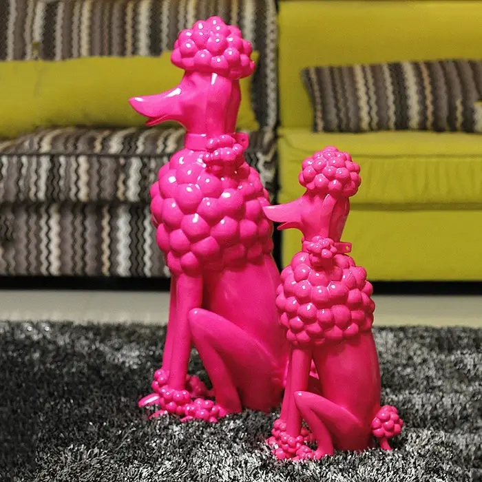 Sculpture de chien caniche, statues de chien animal, décoration de pièce nordique, ornements d'art c