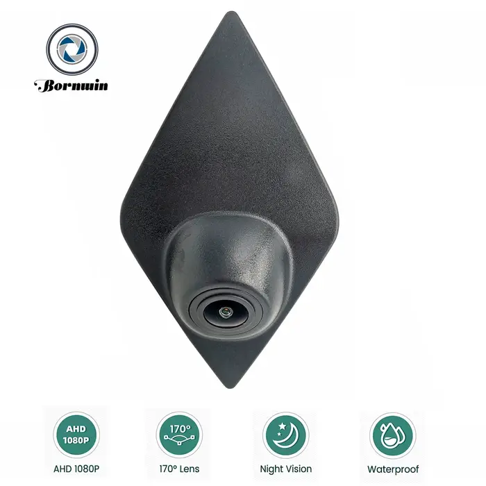 Bornwin 170 °   Objectif AHD 1080P Logo de voiture installer caméra de vue avant pour Renault Megane