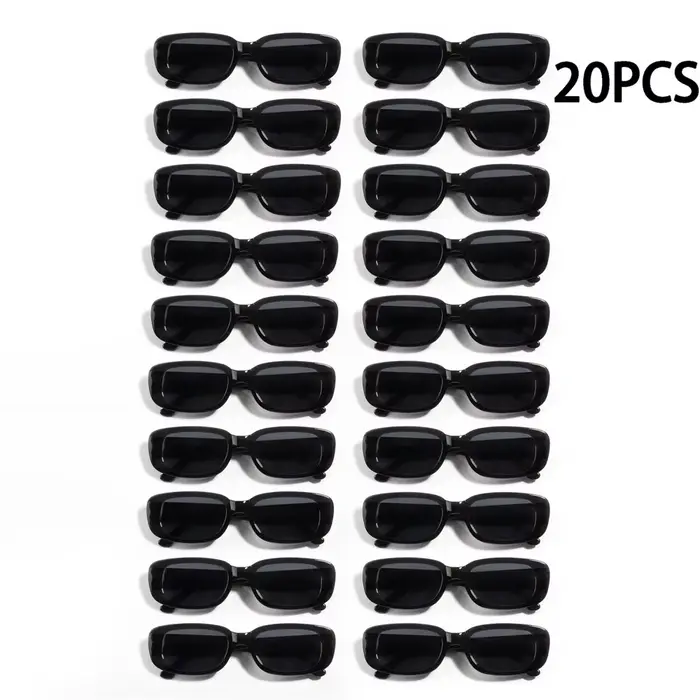 20 pièces Vintage noir carré lunettes De soleil femme marque De luxe petit rectangle lunettes De sol