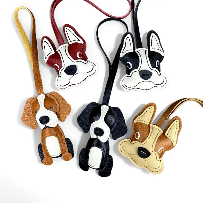 Breloque mignonne pour sac bouledogue français et Beagle | Adorable porte-clés en cuir PU pour décoration de sac