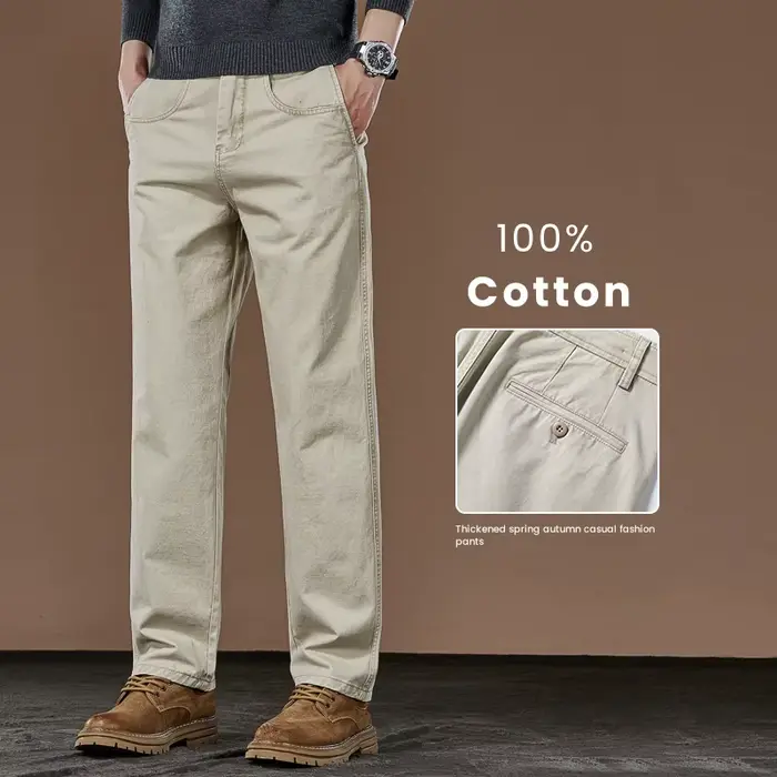 100% coton pantalons droits décontractés automne nouvelle mode ample confortable épaissi pantalons d