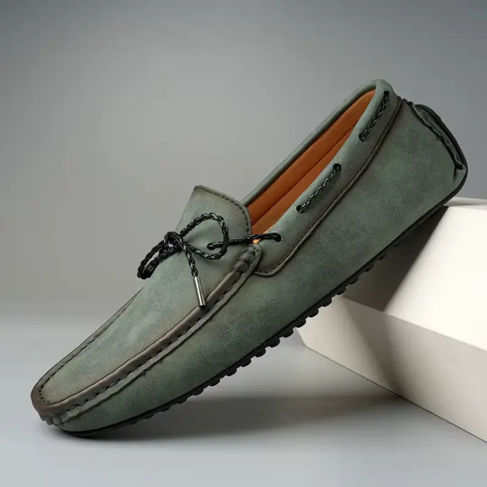 Mocassins respirants en cuir véritable pour hommes, chaussures décontractées à enfiler, mocassins no