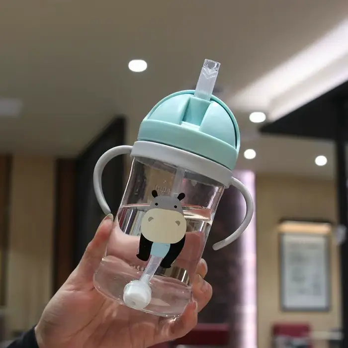 350ml Enfants Potable Tasse Biberon Avec Paille Gravité Boule Large Calibre Bouteille
