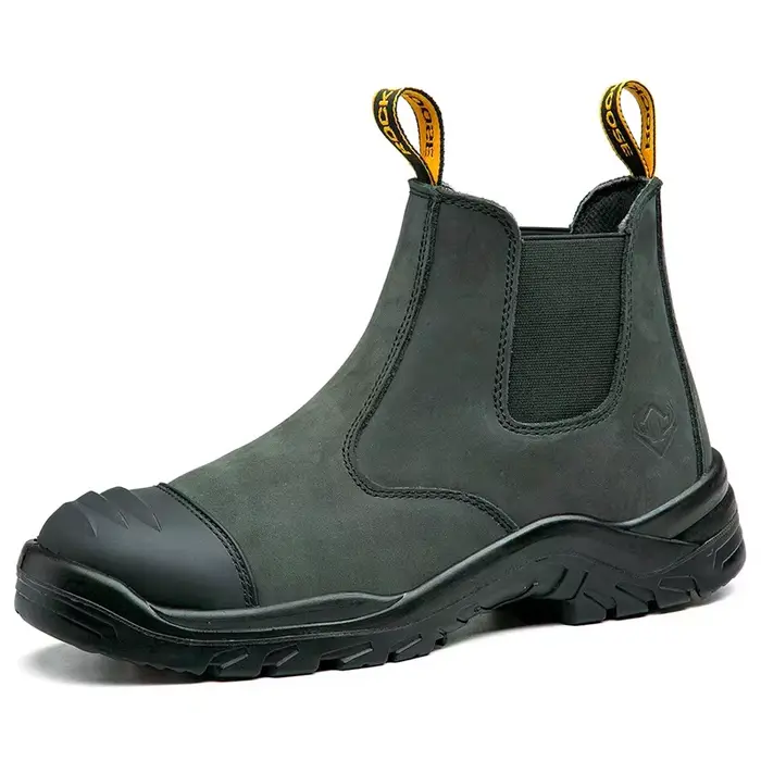 Bottes Chelsea en cuir véritable, chaussures de sécurité pour hommes, bottes de travail en cuir de v