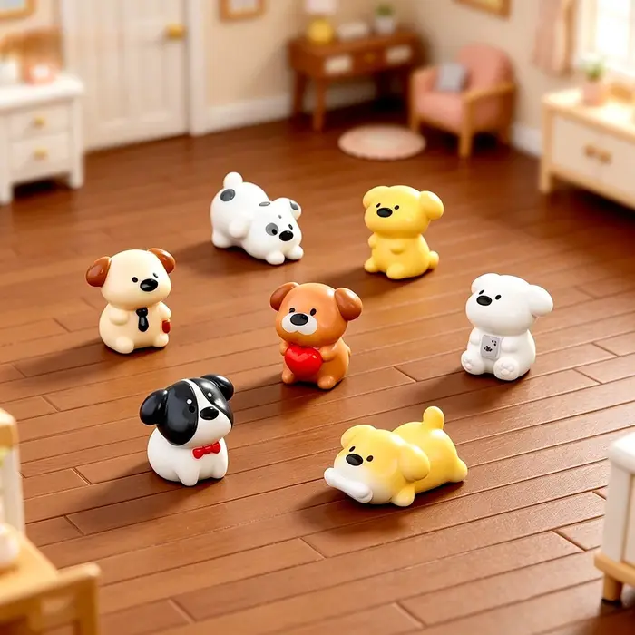 7 figurines miniatures de chiots, animaux de dessin animé, personnages de jardin féerique, décoratio