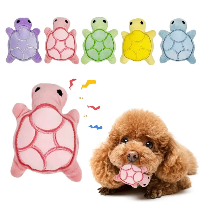 Jouet en Peluche Mini Tortue Bleu Jaune Rose Violet Vert Pour Chien Soulagement Dentition Interactif Résistant Aux Morsures Santé Dentaire Sécurité Jeu Amusant Occasion Spéciale Chiots
