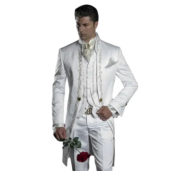 Smoking de mariage brodé pour hommes, robe formelle personnalisée du marié imbibé pour hommes élégan