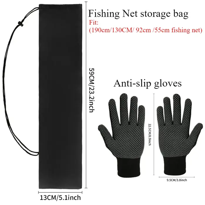 Filet d'atterrissage de pêche en alliage d'aluminium, télescopique Durable, extension jusqu'à 190cm/