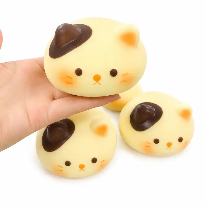 Jouet anti-stress chat mignon en forme de pain mochi, à remontée lente, doux à presser, simulation de pain, décoration, cadeau