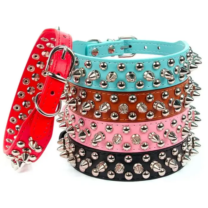 Collier de chien en cuir PU Punk avec Rivets à Pointes pour Petit Chien et Chat Occasions Spéciales Sécurité