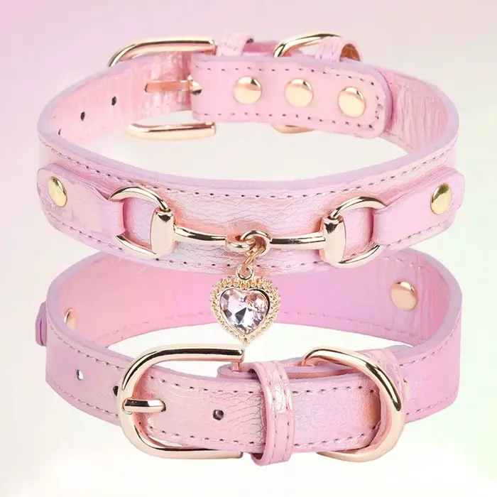 Collier délicat en cuir PU pour chien, 1 pièce, tissu en cuir de haute qualité et raccords en alliag