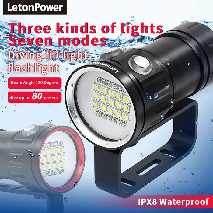 Lampe de plongée professionnelle sous-marine 27 LED, lampe de surbrillance pour photographie, 20000l