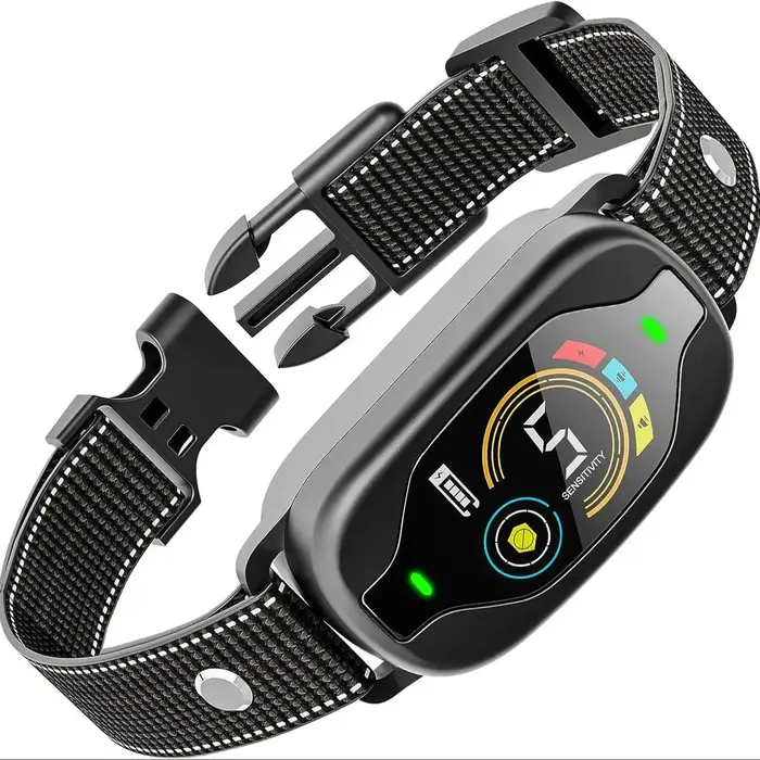 Collier anti-aboiement pour chiens, 4 modes (bip, vibration, choc), étanche IP67, rechargeable par U