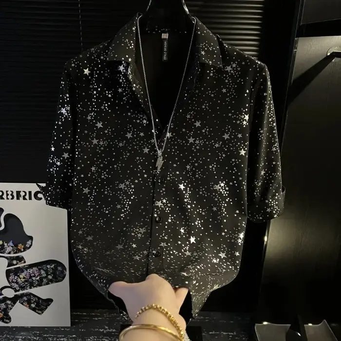 Chemise ample à manches courtes et col Polo pour hommes, hauts d'été imprimés pour jeunes, chemisier