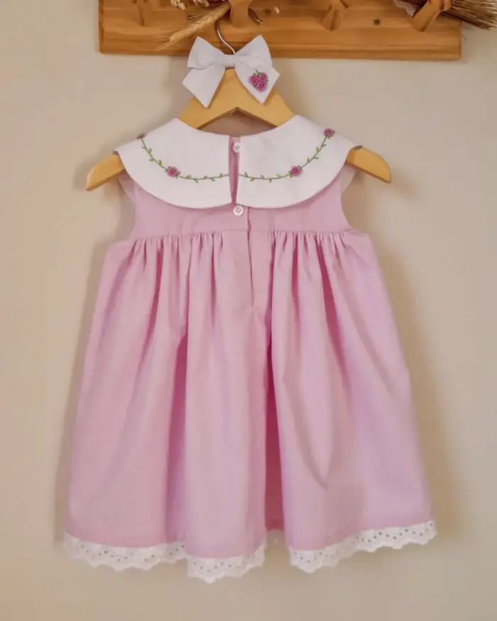 Robe d'été pour bébé fille de 0 à 12 ans, motif floral brodé à la main, rose, Vintage, princesse, po