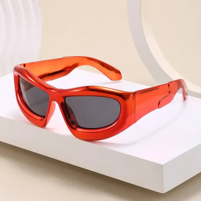Lunettes cyclisme escalade argentées tendance - Style Y2K carré UV400 hommes femmes