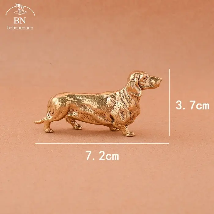 Statue de chien saucisse française en cuivre pur, ornement de bureau, accessoires artisanaux, métal 