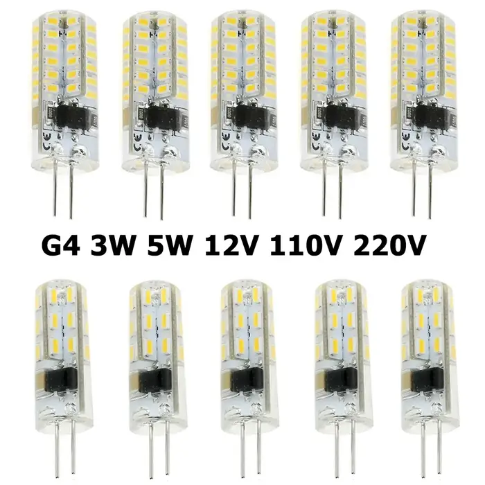 10 pièces M ​ Ampoule LED ini G4 3W 5W 24LED 48LED, ampoule LED épis de maïs 12V 110V 220V, lampe en