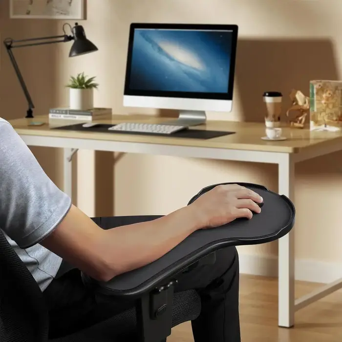 Support de bras et repose-poignet pour bureau, support de bras pour ordinateur, tapis de souris antidérapant, fixation réglable pour chaise, extension de repose-coude