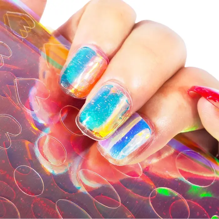 11 feuilles d'autocollants en verre de glace Aurora pour Nail Art